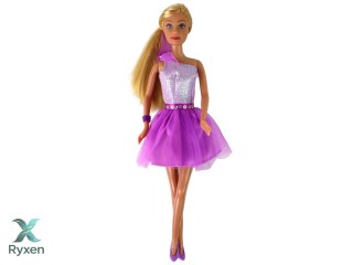 Lalka Lucy Sukienka Fioletowa Brokat Zestaw Buty
