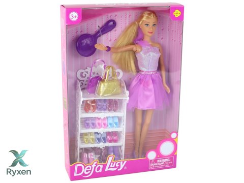 Lalka Lucy Sukienka Fioletowa Brokat Zestaw Buty