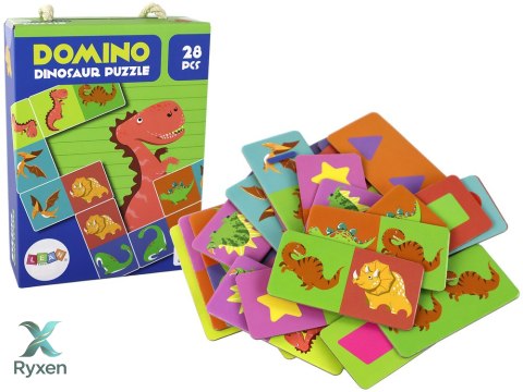 Gra Logiczna Puzzle Dwustronne Domino Dinozaury 10cm x 5cm 28 El.
