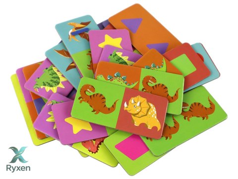 Gra Logiczna Puzzle Dwustronne Domino Dinozaury 10cm x 5cm 28 El.