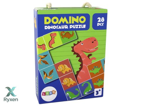 Gra Logiczna Puzzle Dwustronne Domino Dinozaury 10cm x 5cm 28 El.