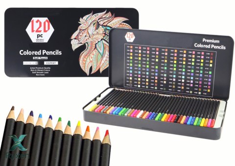 Zestaw Kredek Premium 120szt. Różne Odcienie Lista Kolorów