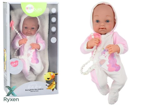 Lalka Bobas Ze Smoczkiem Body Jednorożec Różowy Kocyk Akcesoria 35 cm