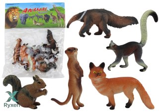 Zestaw Figurki Zwierząt Wiewiórka Surykatka Mrówkojad Lis Lemur 5 Szt.