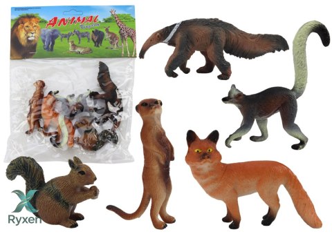 Zestaw Figurki Zwierząt Wiewiórka Surykatka Mrówkojad Lis Lemur 5 Szt.