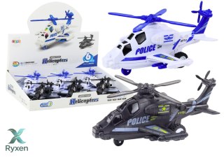 Helikopter Policyjny Biały lub Czarny Napęd Frykcyjny Światło i Dźwięk