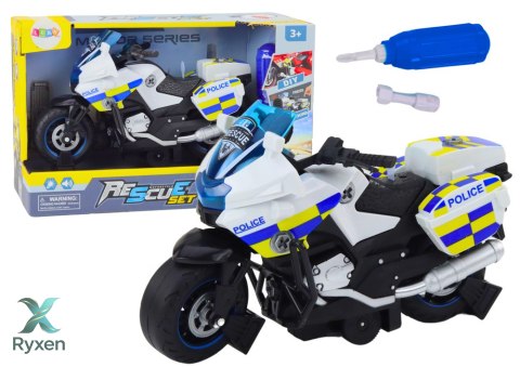 Motocykl Do Skręcania Policyjny DIY Światła Dźwięki Biały
