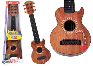 Gitara Zabawkowa Dla Dzieci Brązowa Drewno Kostka Do Gry