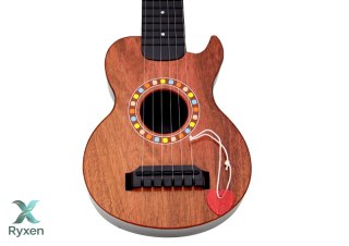 Gitara Zabawkowa Dla Dzieci Brązowa Drewno Kostka Do Gry