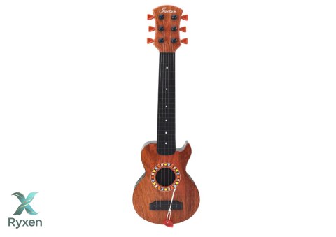 Gitara Zabawkowa Dla Dzieci Brązowa Drewno Kostka Do Gry