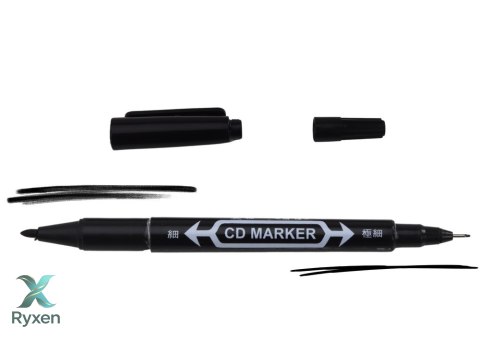 Zestaw Markerów Dwustronnych Wodoodpornych Do Płyt CD Czarny 10szt.