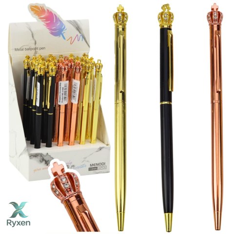 Długopis Metalowy Automatyczny Korona Niebieski Tusz 1.0mm