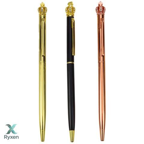 Długopis Metalowy Automatyczny Korona Niebieski Tusz 1.0mm
