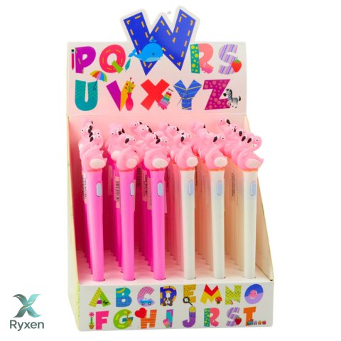Długopis Świecący Różowy Flaming Niebieski Tusz 0.7mm Mix