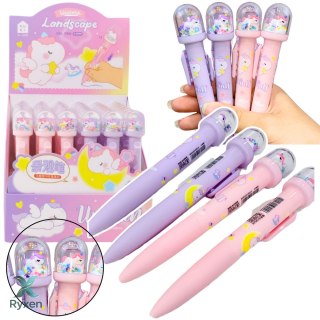 Długopis Z Kopułą Brokat Figurka Jednorożca Niebieski Tusz 0.5mm