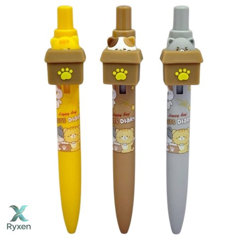 Długopis Żelowy Z Kotem W Pudełku Niebieski Tusz 0.5mm