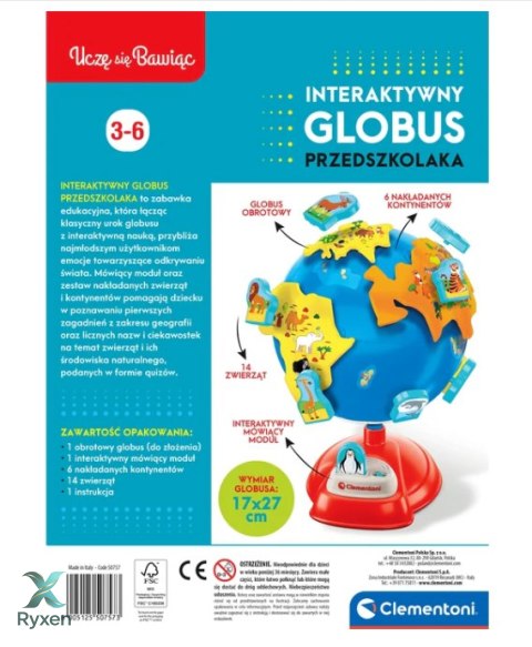 Interaktywny Globus Przedszkolaka Uczę się Bawiąc Język Polski Clementoni 50757