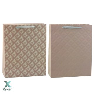 Torba Prezentowa Z Tłoczeniem Beżowa 32 x 26 x 10cm