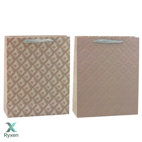 Torba Prezentowa Z Tłoczeniem Beżowa 32 x 26 x 10cm