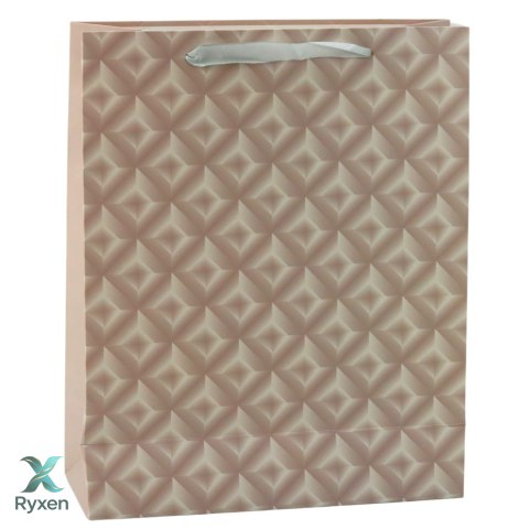 Torba Prezentowa Z Tłoczeniem Beżowa 32 x 26 x 10cm