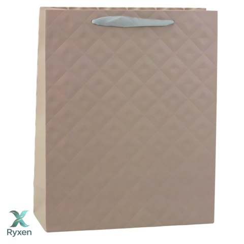 Torba Prezentowa Z Tłoczeniem Beżowa 32 x 26 x 10cm