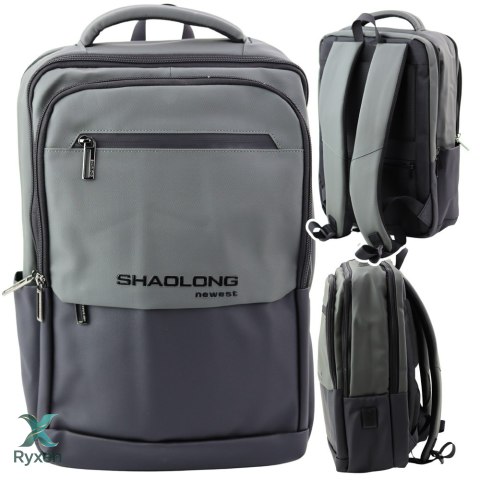 Plecak Miejski Biznesowy USB Kieszeń Na Laptopa Czarno Szary 16L 41cm