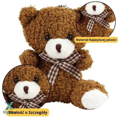 Miś Pluszowy Brelok Zawieszka Ozdoba Brązowy 8cm