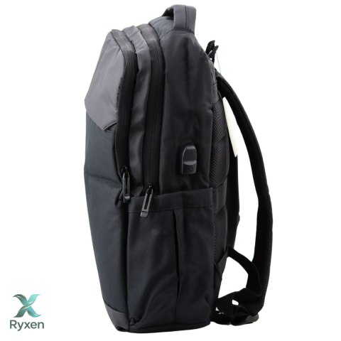 Plecak Miejski Biznesowy USB Kieszeń na Laptopa Czarny 16L 45cm