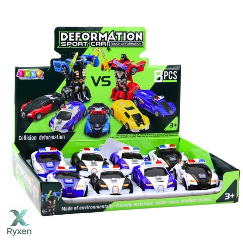 Auto Robot 2w1 Samochód Sportowy Policyjny Napęd Mix