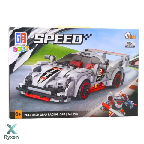 Klocki Konstrukcyjne Auto Sportowe Robot 2w1 Szary 363 el.