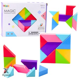 Klocki Magnetyczne Tangram Kolorowa Układanka Naklejki 9 el.