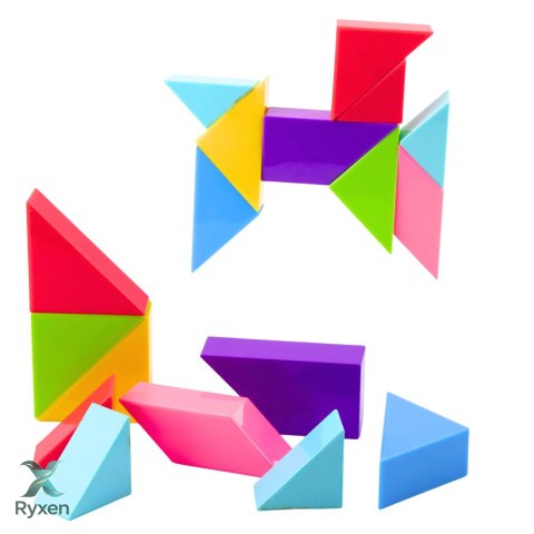 Klocki Magnetyczne Tangram Kolorowa Układanka Naklejki 9 el.
