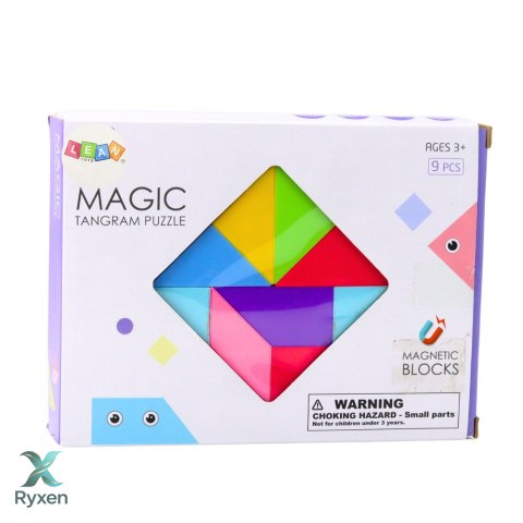 Klocki Magnetyczne Tangram Kolorowa Układanka Naklejki 9 el.