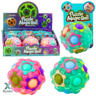 Magiczna Piłka Łamigłówka Logiczna Fluorescencyjna Wypustki 7cm Mix