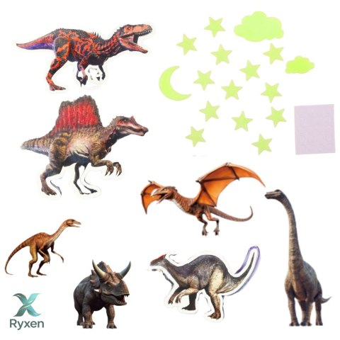 Naklejki Fluorescencyjne Świecące Na Ścianę Dinozaury Gwiazdki