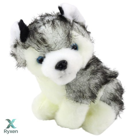 Piesek Husky W Torebce Pluszowy Maskotka Przytulanka Biało Szary