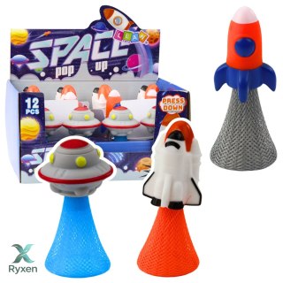 Skaczący Statek Kosmiczny Na Sprężynie Kolorowy Światła 11cm Mix