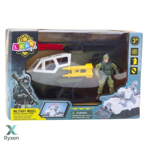 Zestaw Militarny Helikopter Wojskowy Figurka Żołnierza Broń