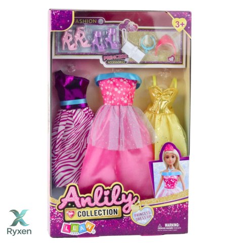 Zestaw Sukienki Dla Lalek Anlili Buty Torebka Korony Akcesoria 8 el.