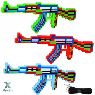 Karabin Pikselowy Broń Światła Dźwięki Niebieski Zielony Czerwony 39cm