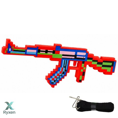 Karabin Pikselowy Broń Światła Dźwięki Niebieski Zielony Czerwony 39cm