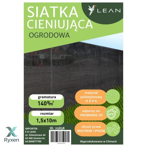 Siatka Cieniująca Na Ogrodzenie Płot Maskująca Zielona 1.5M 10M 140g/m²