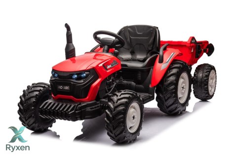 Traktor Na Akumulator HC-306 Czerwony Z Przyczepą 24V