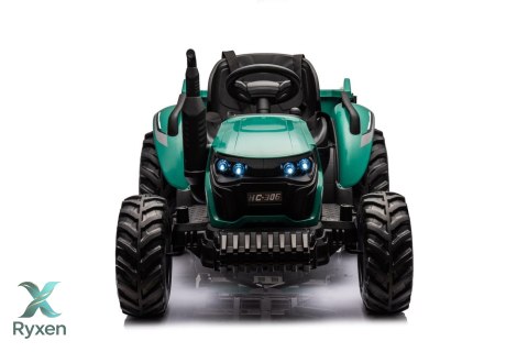 Traktor Na Akumulator HC-306 Z Przyczepą Ciemno Zielony 24V