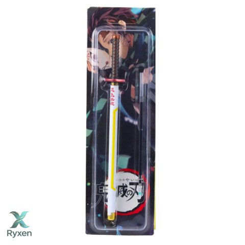 Długopis Miecz Katana Anime Metalowy Czarny Tusz Wymienny Wkład Biało-Żółty