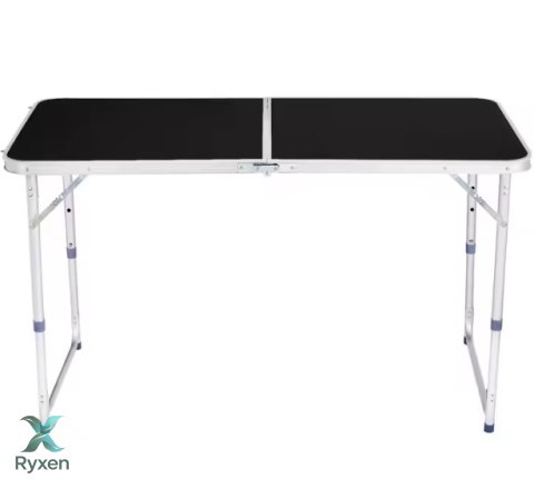 Stół Turystyczny Kempingowy Składany Regulowany Aluminiowy Czarny 120x60cm