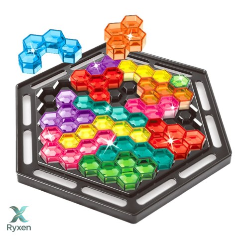 Łamigłówka Logiczna Sexangle Puzzle Tetris 16 Klocków 112 Zadań