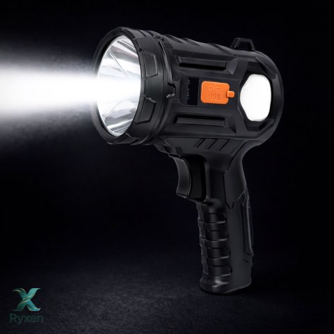 Latarka LED Szperacz Solarna 6 Trybów Powerbank Wymienne Filtry 19 cm