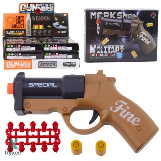 Mini Pistolet Broń Na Naboje I Łuski Czarno-Brązowy 13,5 cm