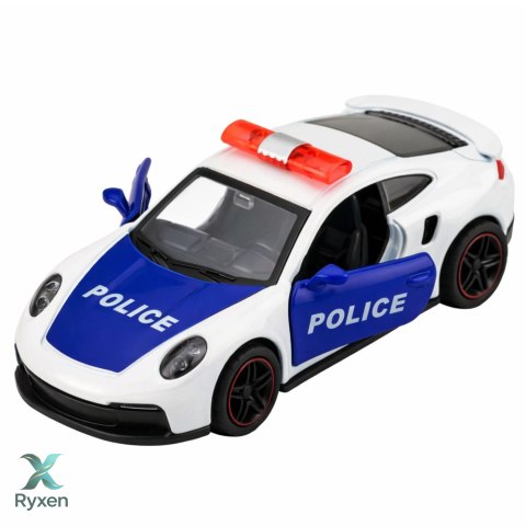 Autko Sportowe Policyjne Samochód Z Napędem Metalowy Pull-Back Biały 1:43